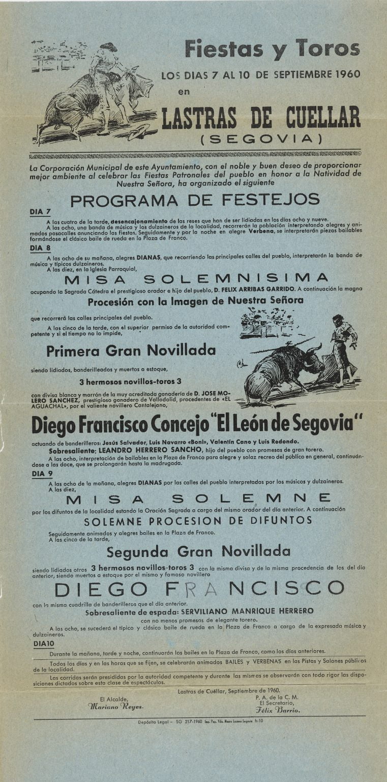 cartel fiestas de Lastras de Cuéllar 1960