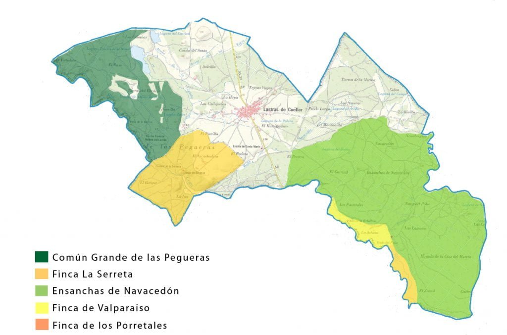 mapa grandes propiedades Lastras de Cuéllar
